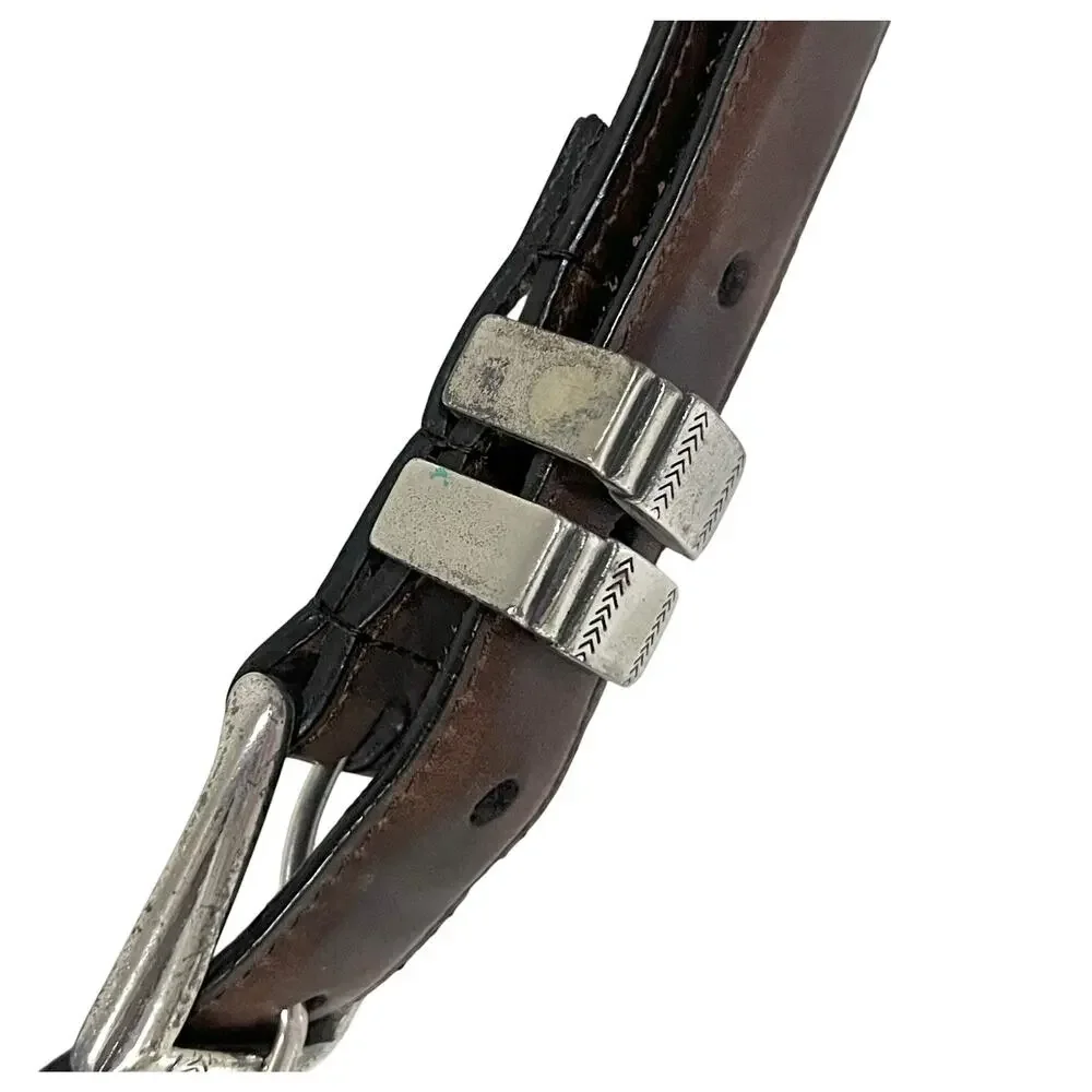 Vintage Danbury Men's Golf Belt Club Conchos Top Grain Oil-tan Leather Brown 38